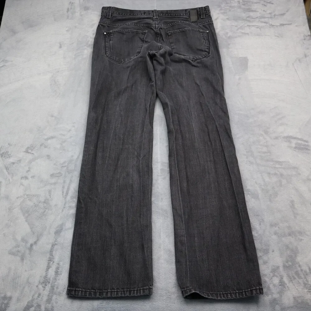 Perry Ellis Jeans Mens 34 Black Straight Mid Rise Cotton Pocket Zip Denim Pants